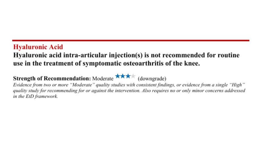 Hyaluronic Acid AAOS Recommend